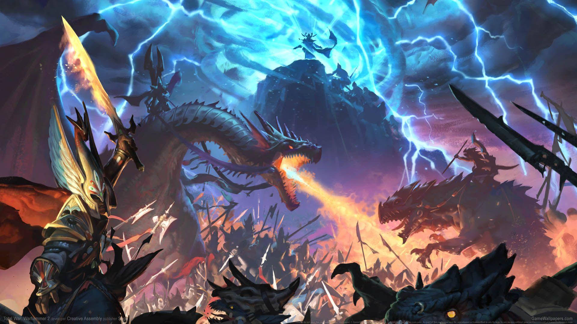 Total War Warhammer Dragon Burns Down Soldiers Wallpaper