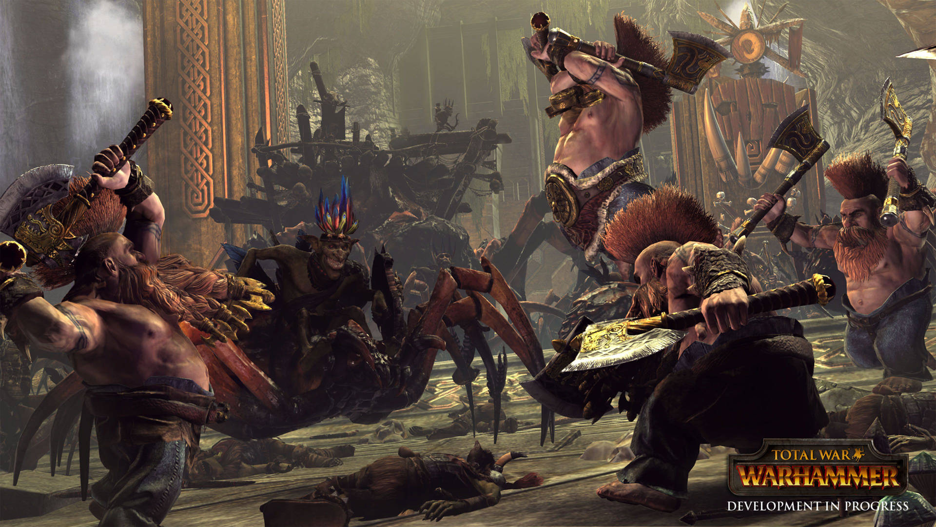 Total War Warhammer Dwarves Battling Goblins Wallpaper