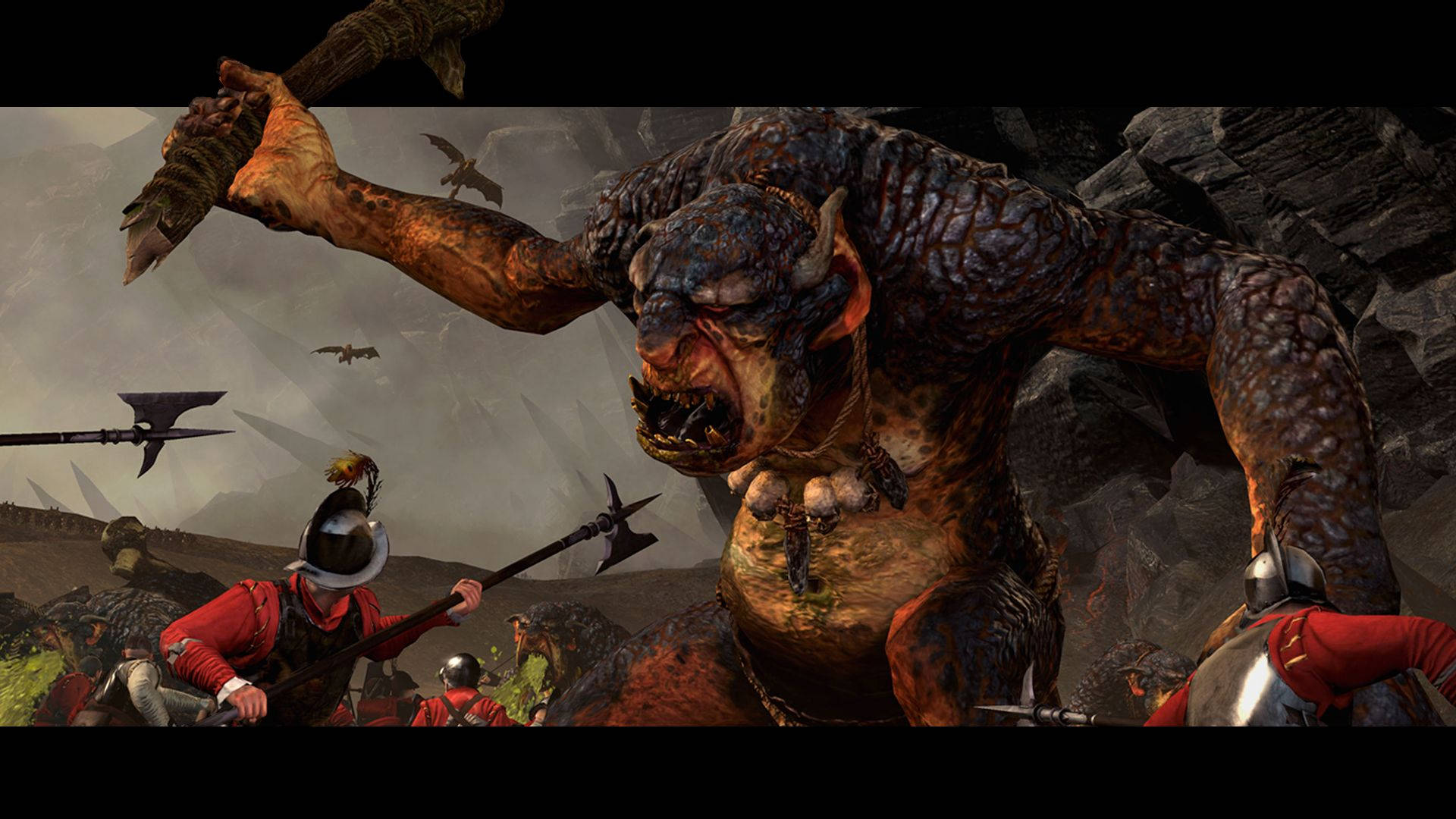 Total War Warhammer Humans Fighting Ogre Wallpaper