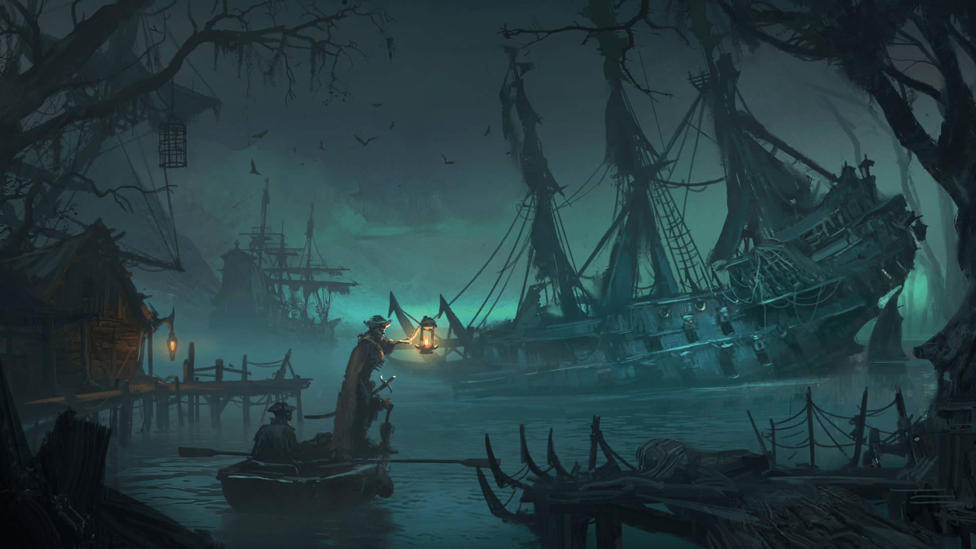 Total War Warhammer Skeletal Undead Pirates At Sea Wallpaper