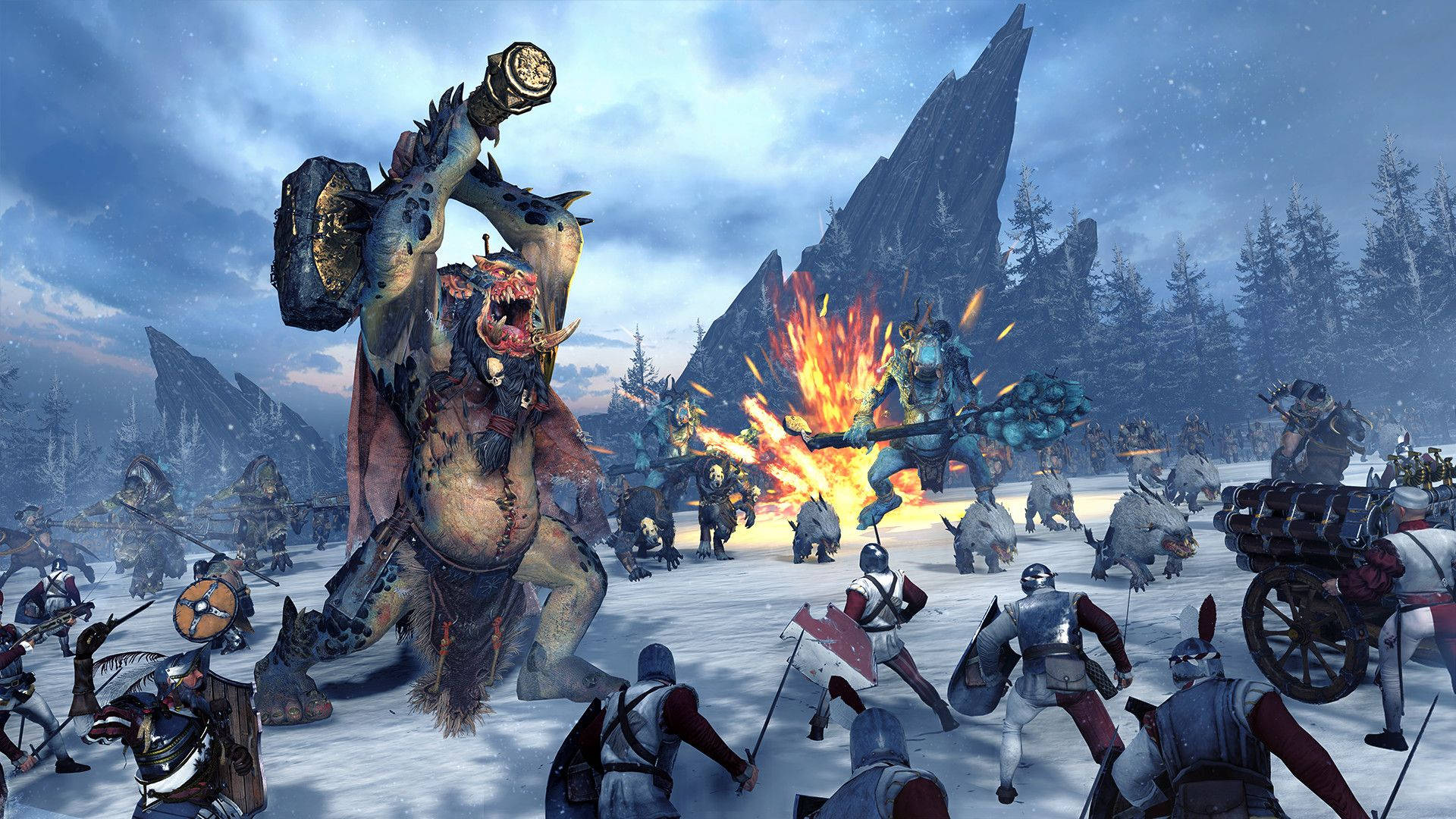 Intense Battle Scene in Total War: Warhammer Game Wallpaper