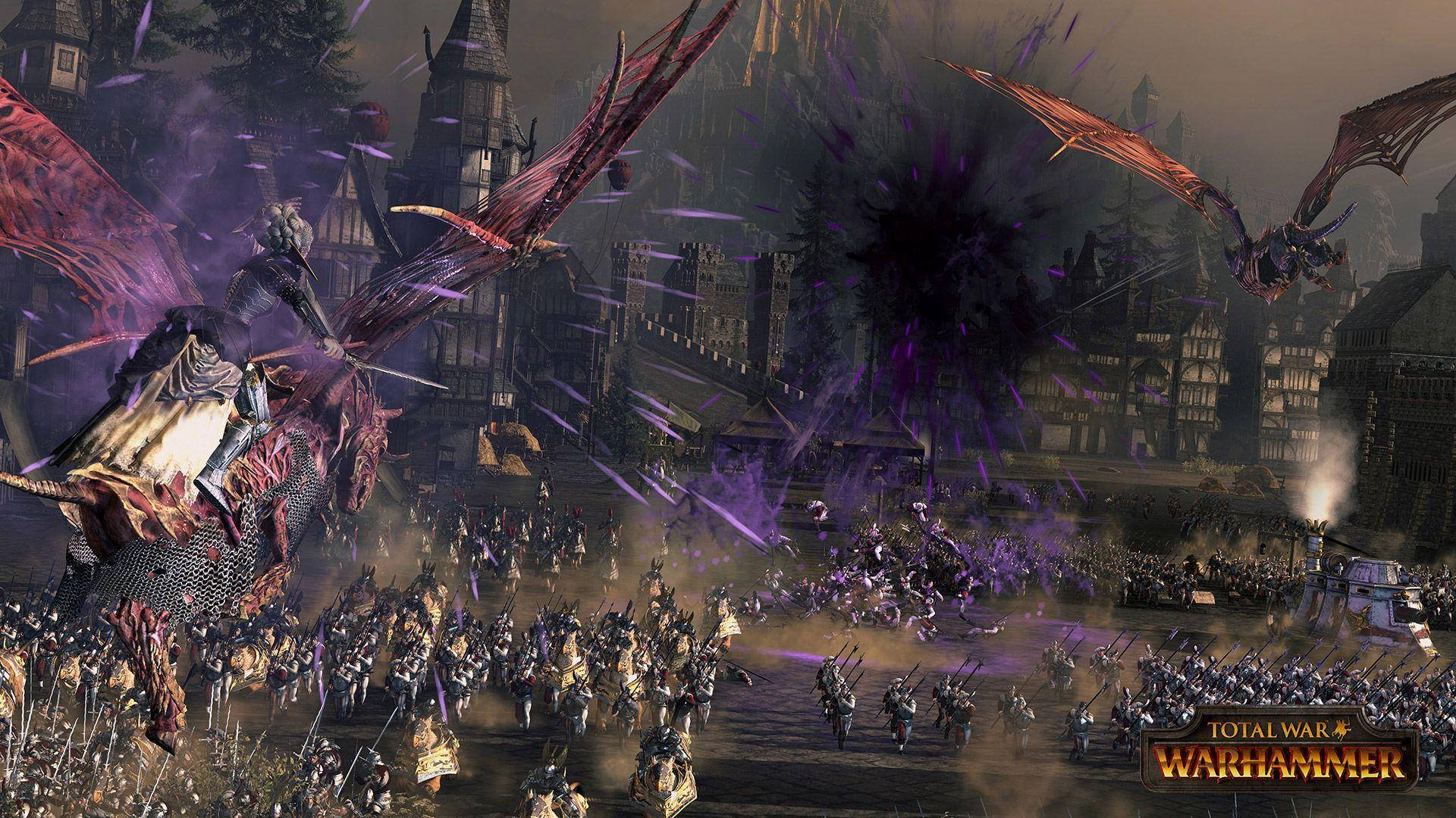 Total War Warhammer Undead Battle Near City Wallpaper