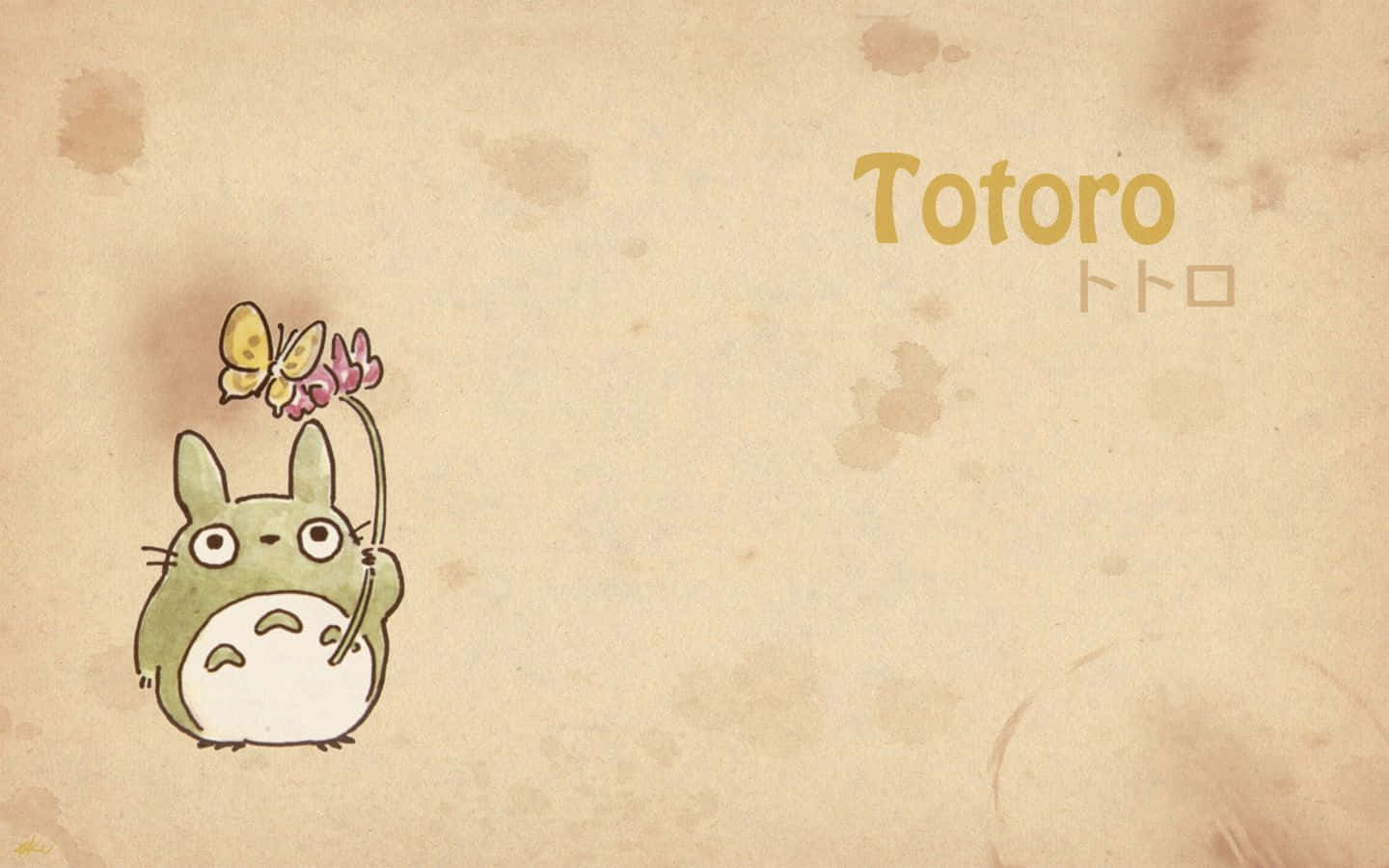 Einliebevoller Moment Zwischen Satsuki Und Ihren Geisterfreunden Totoro Und Catbus.