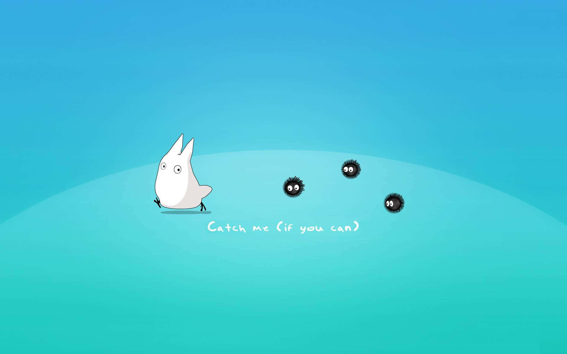 a white rabbit with black eyes and a blue background Wallpaper