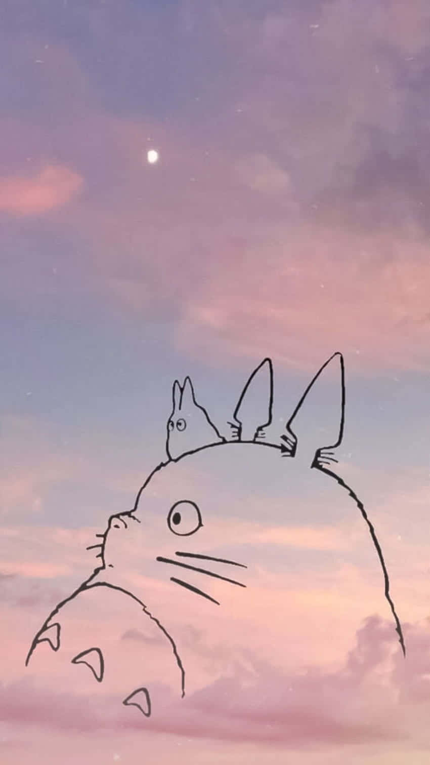 a drawing of a totoro with the moon in the background Wallpaper