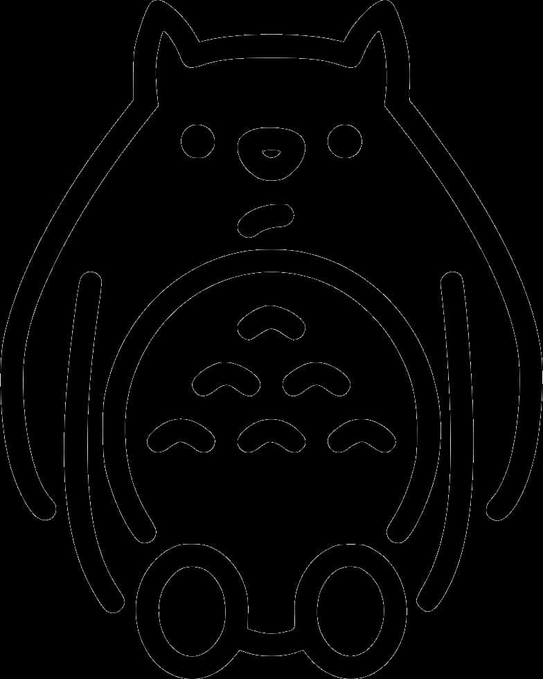 Totoro Outline Art PNG