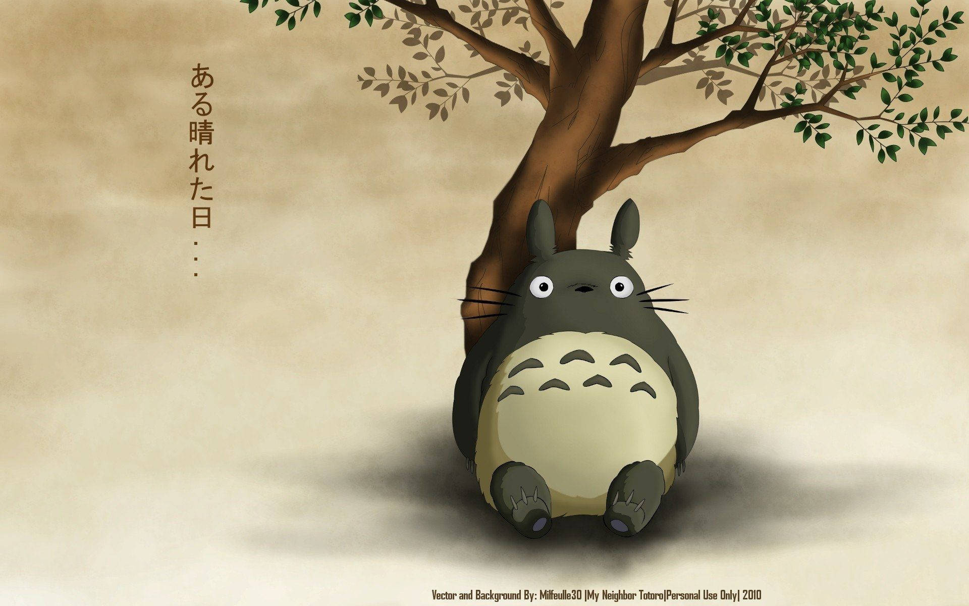 Totoro Chilling Under a Tree Wallpaper