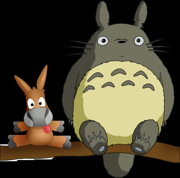 Totoroand Friend Cartoon PNG