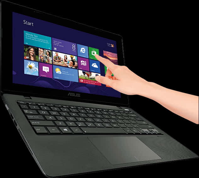 Touchscreen Laptop Interaction PNG