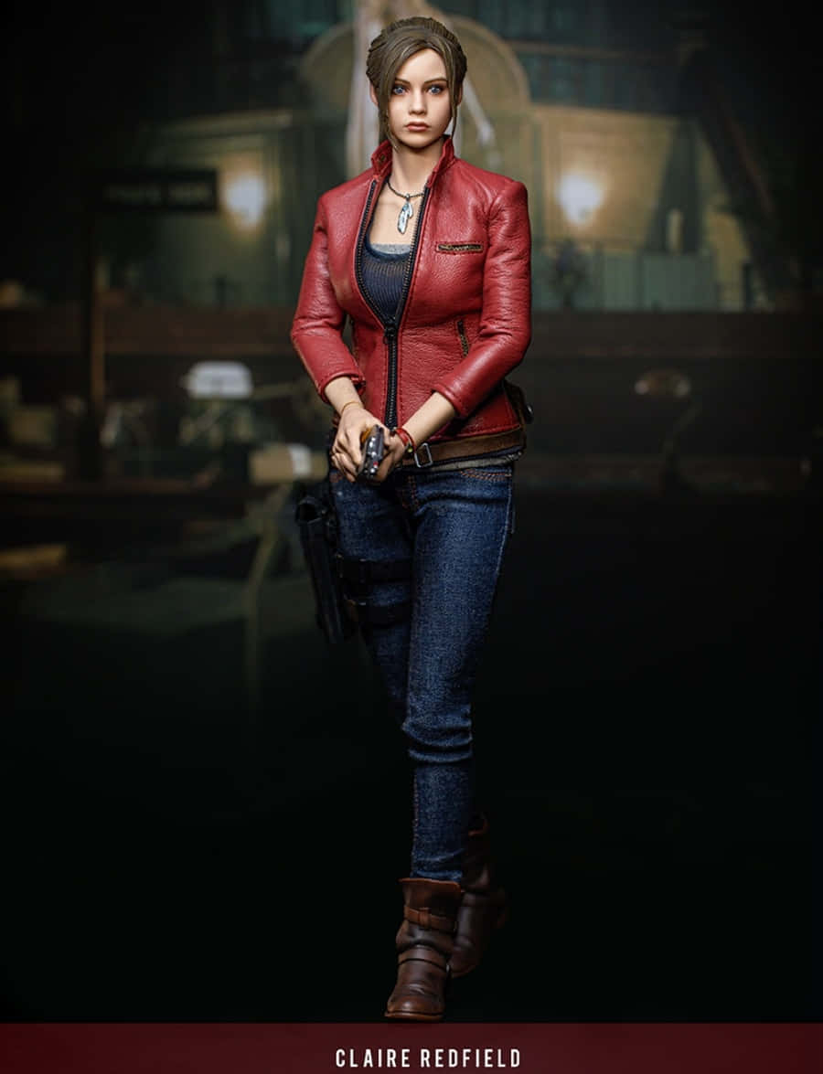 "tough And Resilient, Claire Redfield In Action" Wallpaper