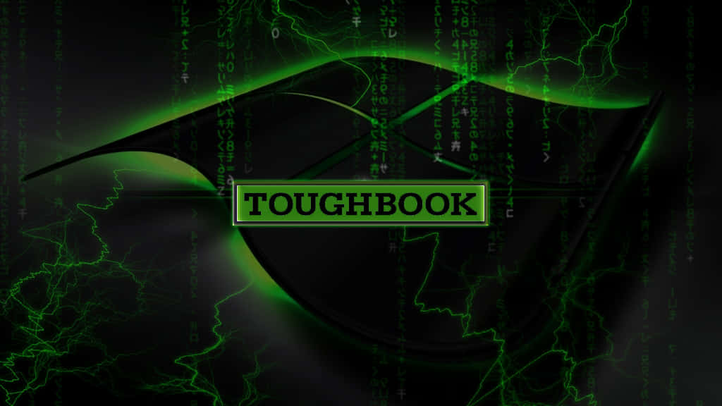 En grøn logo med ordet touchbook malet i mørkeblå Wallpaper