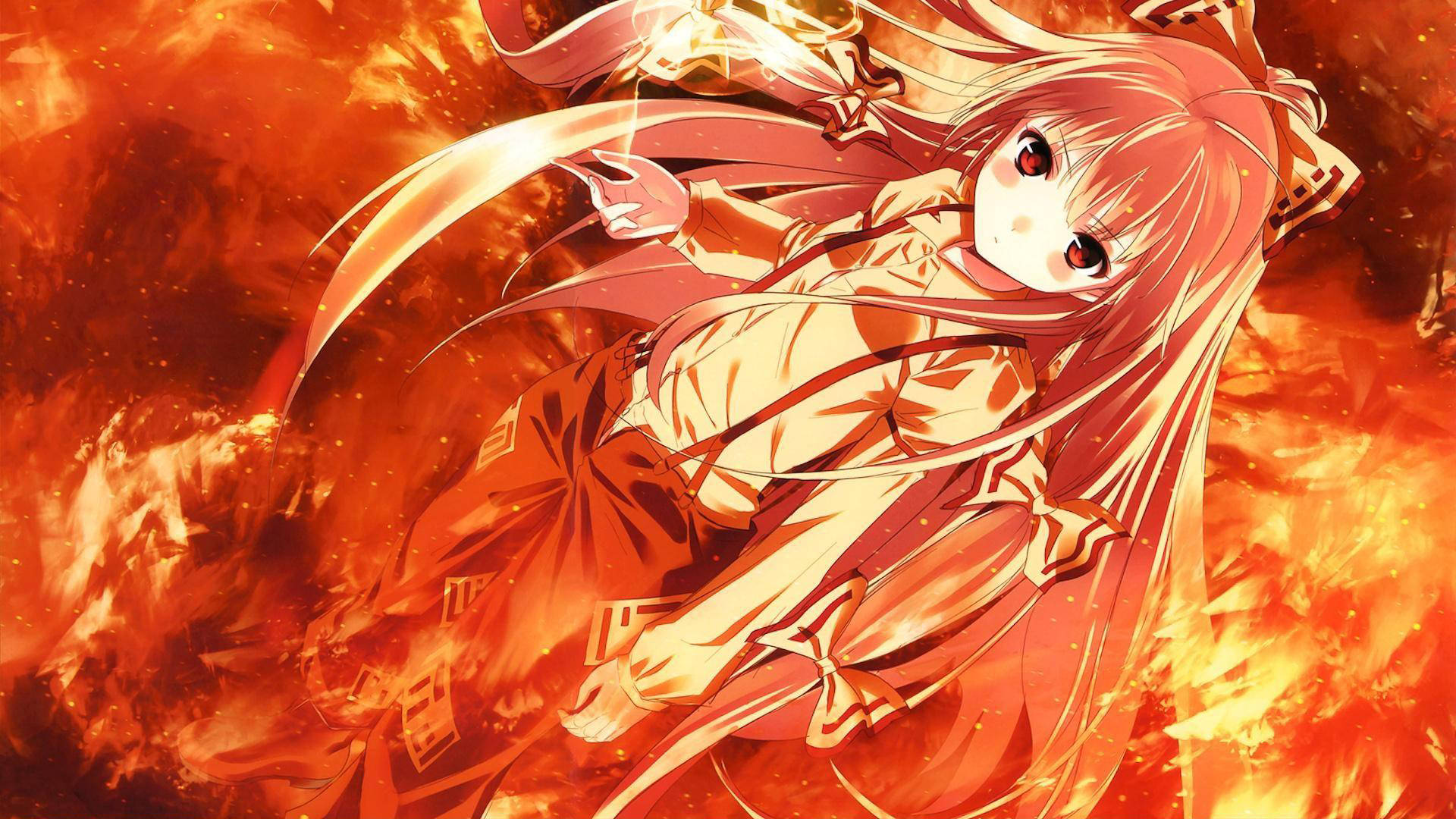 Touhou Fire Anime Wallpaper