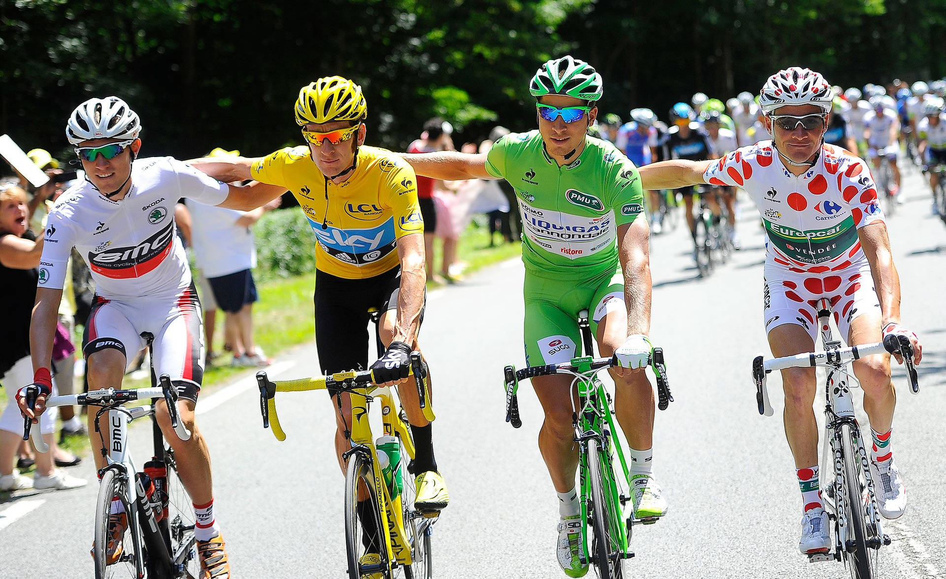Tour De France Colorful Biker Suits Background