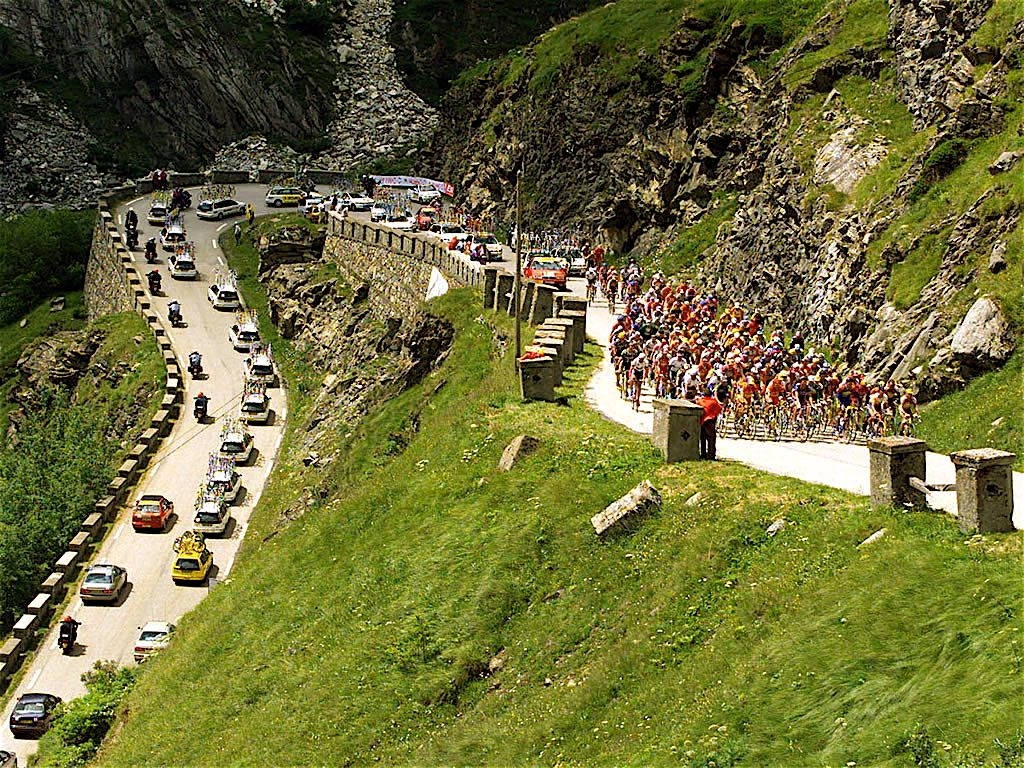 Tour De France In Aerial View Background