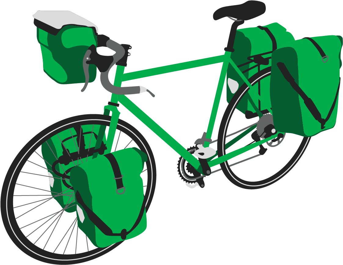 Touring Bicycle With Panniers.png PNG