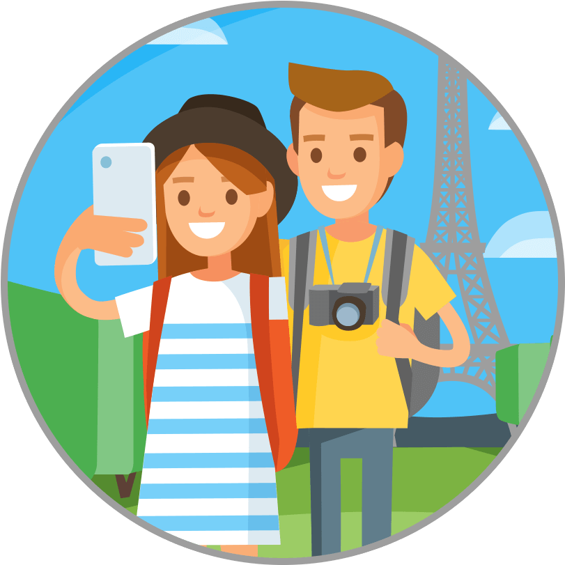 Tourist Couple Selfieat Eiffel Tower PNG