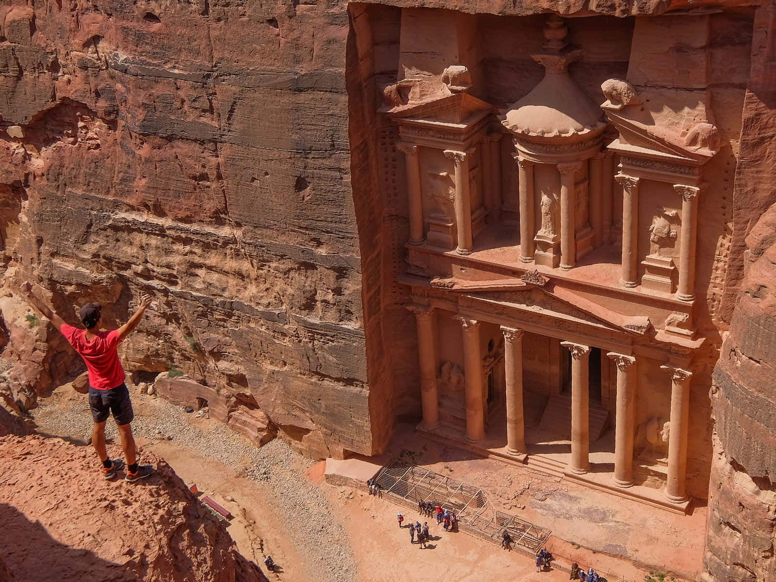 Tourist On A Cliff In Petra Picture