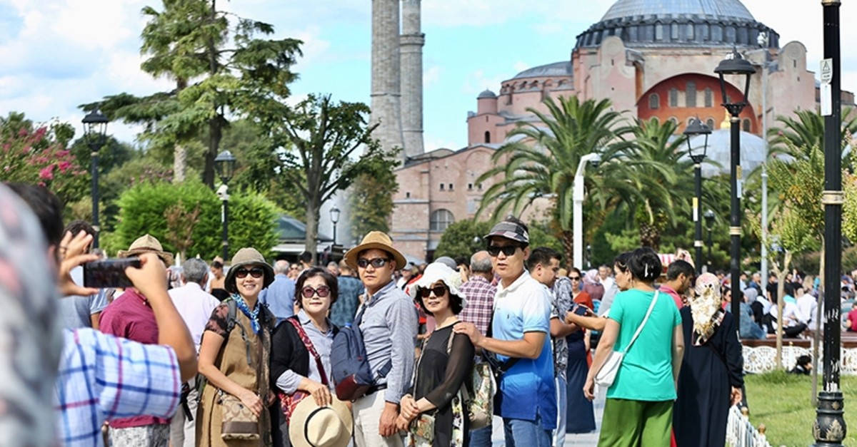 Tourists At Istanbul's Hagia Sophia