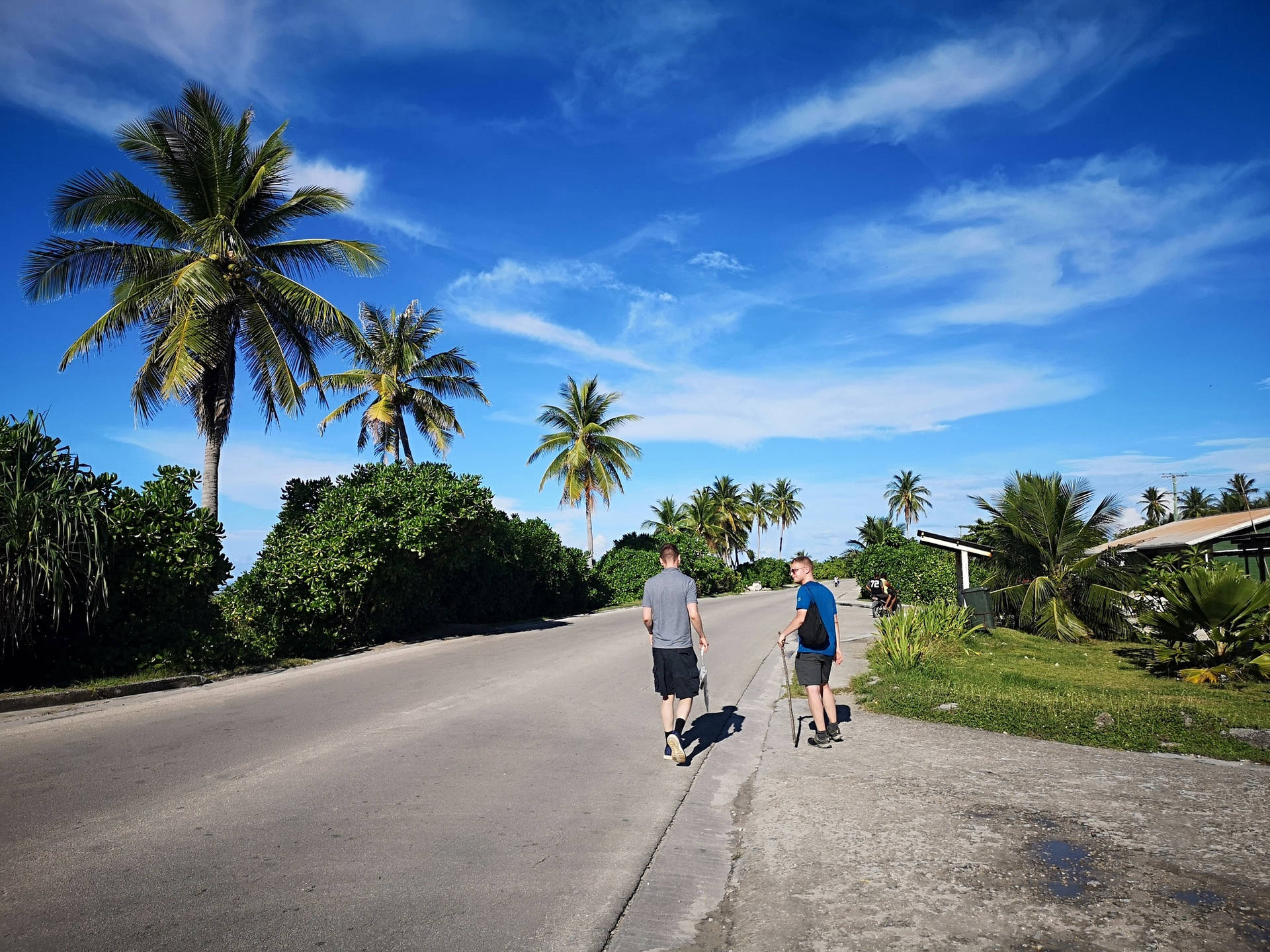 Tourists Exploring Nauru Road Wallpaper