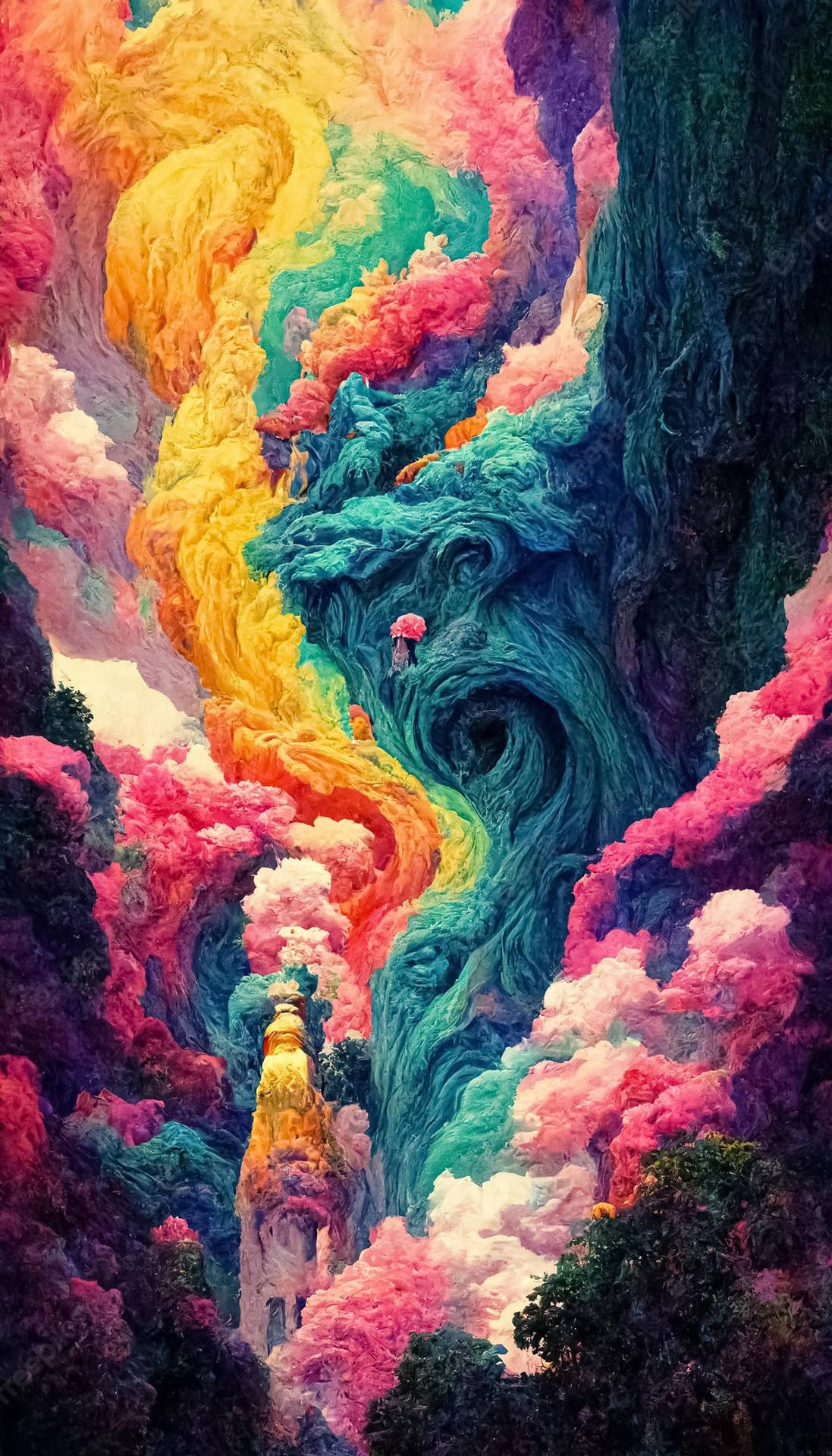 Tower And Psychedelic Cloud Wallpaper