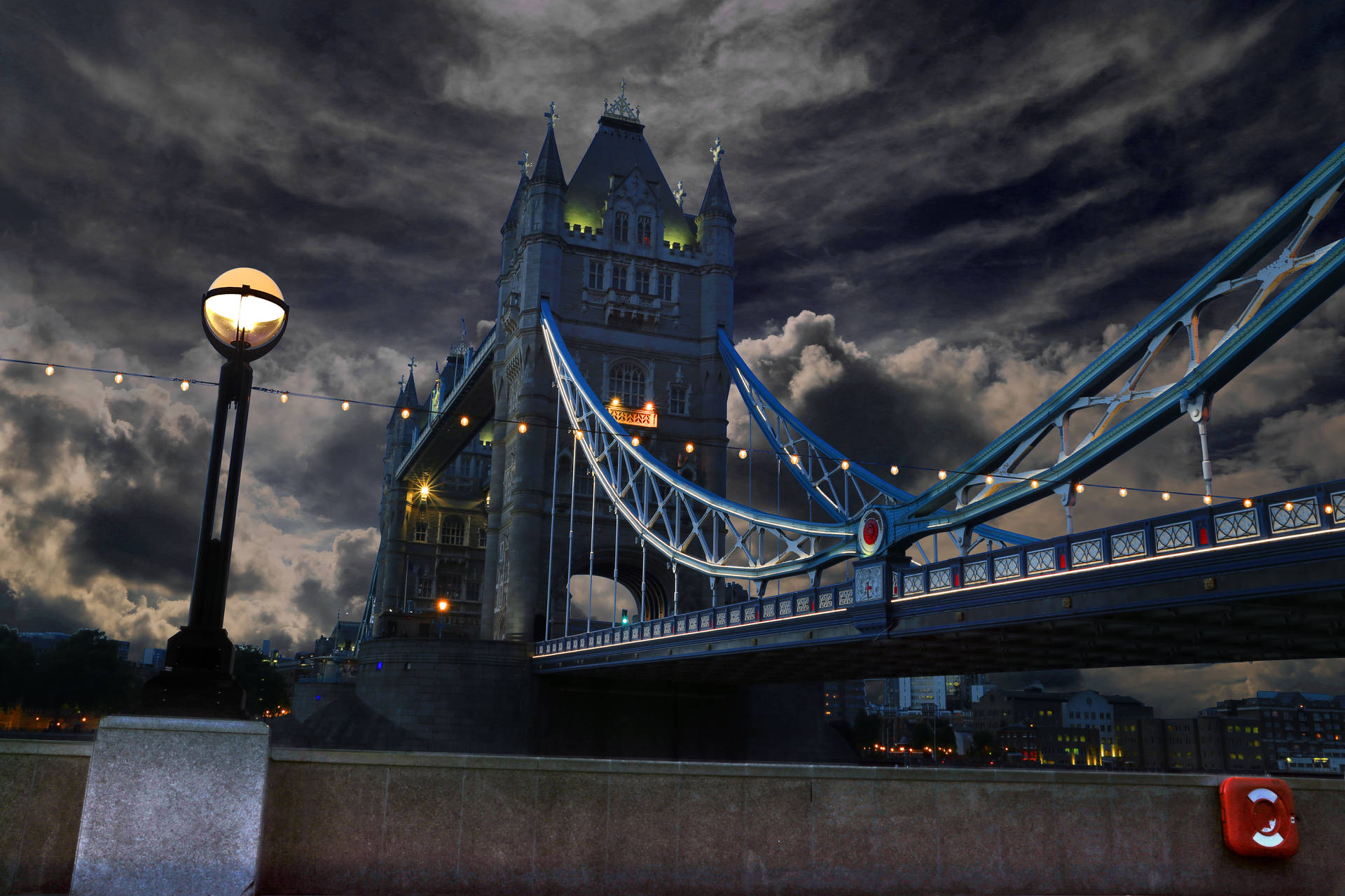 Tower Bridge Under Dark Gloomy Sky