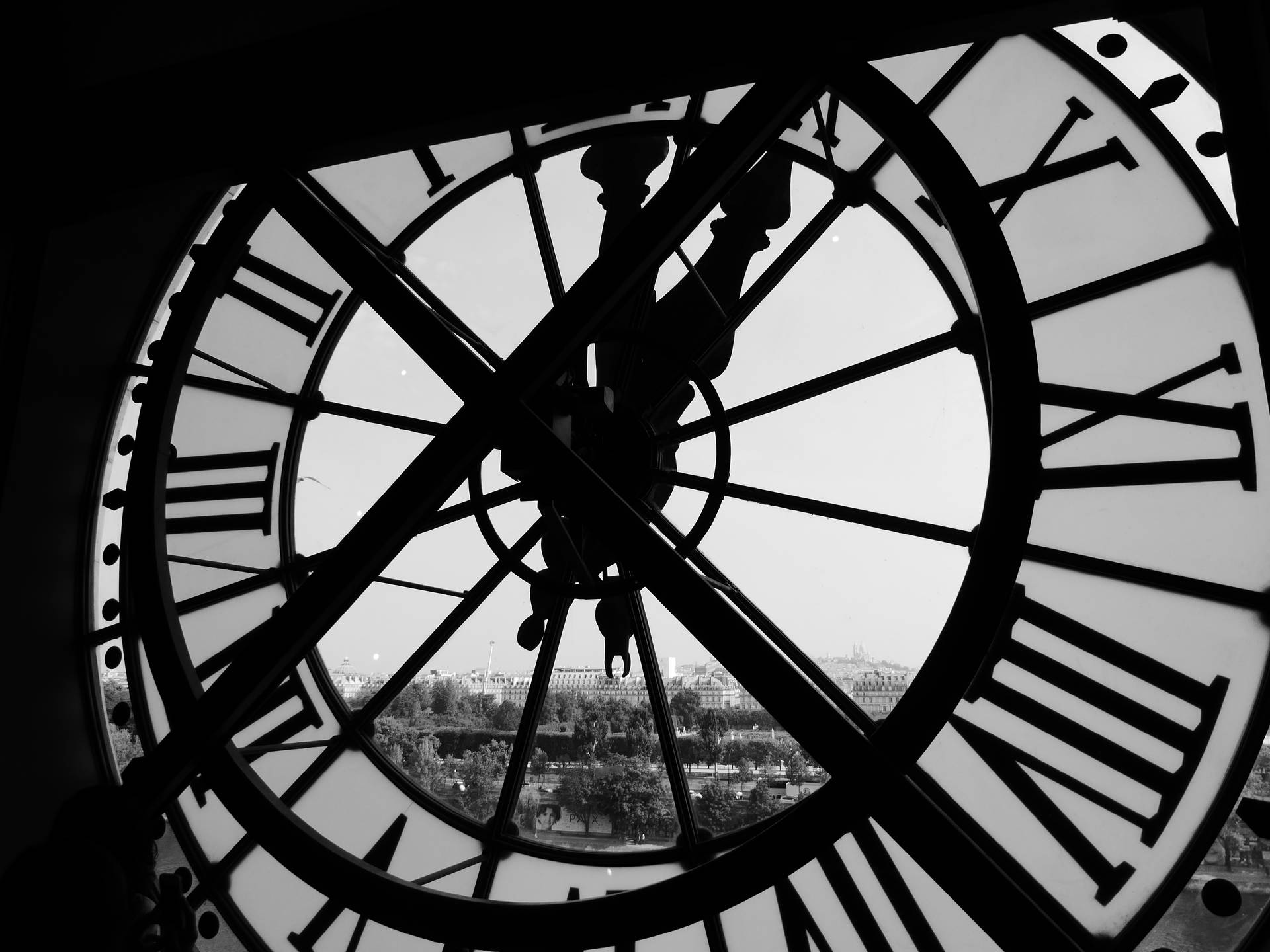 Tower Clock In Monochrome Background