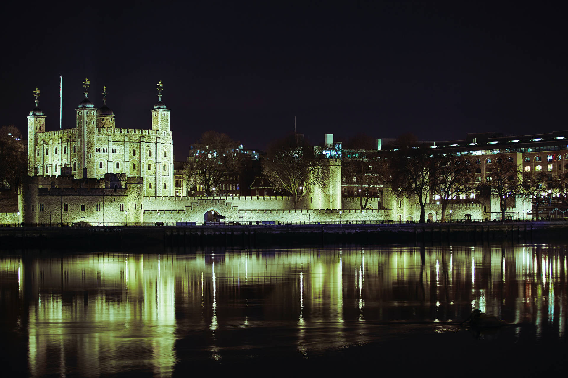 Towerof London, Fluss Thames, Bei Nacht. Wallpaper