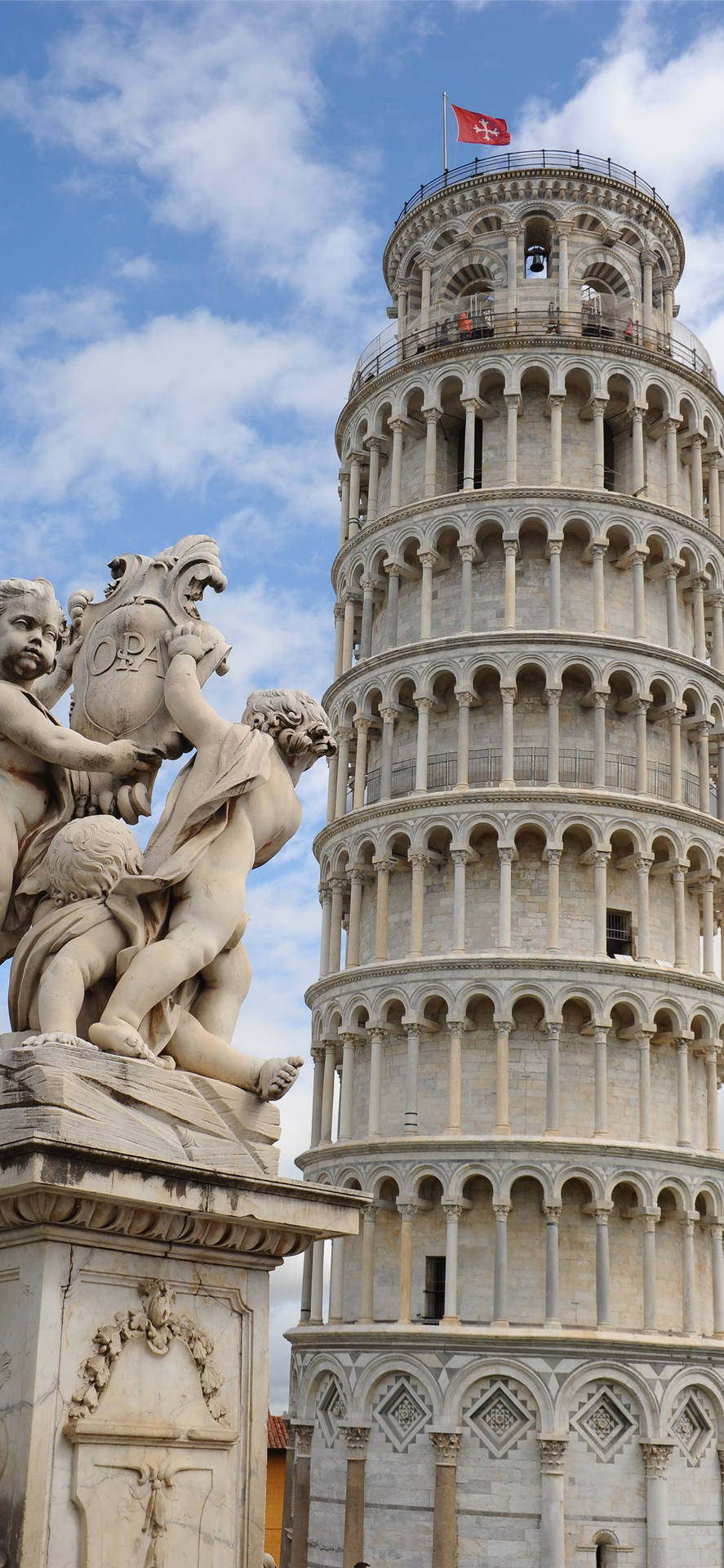 Tower Of Pisa And Statue Wallpaper