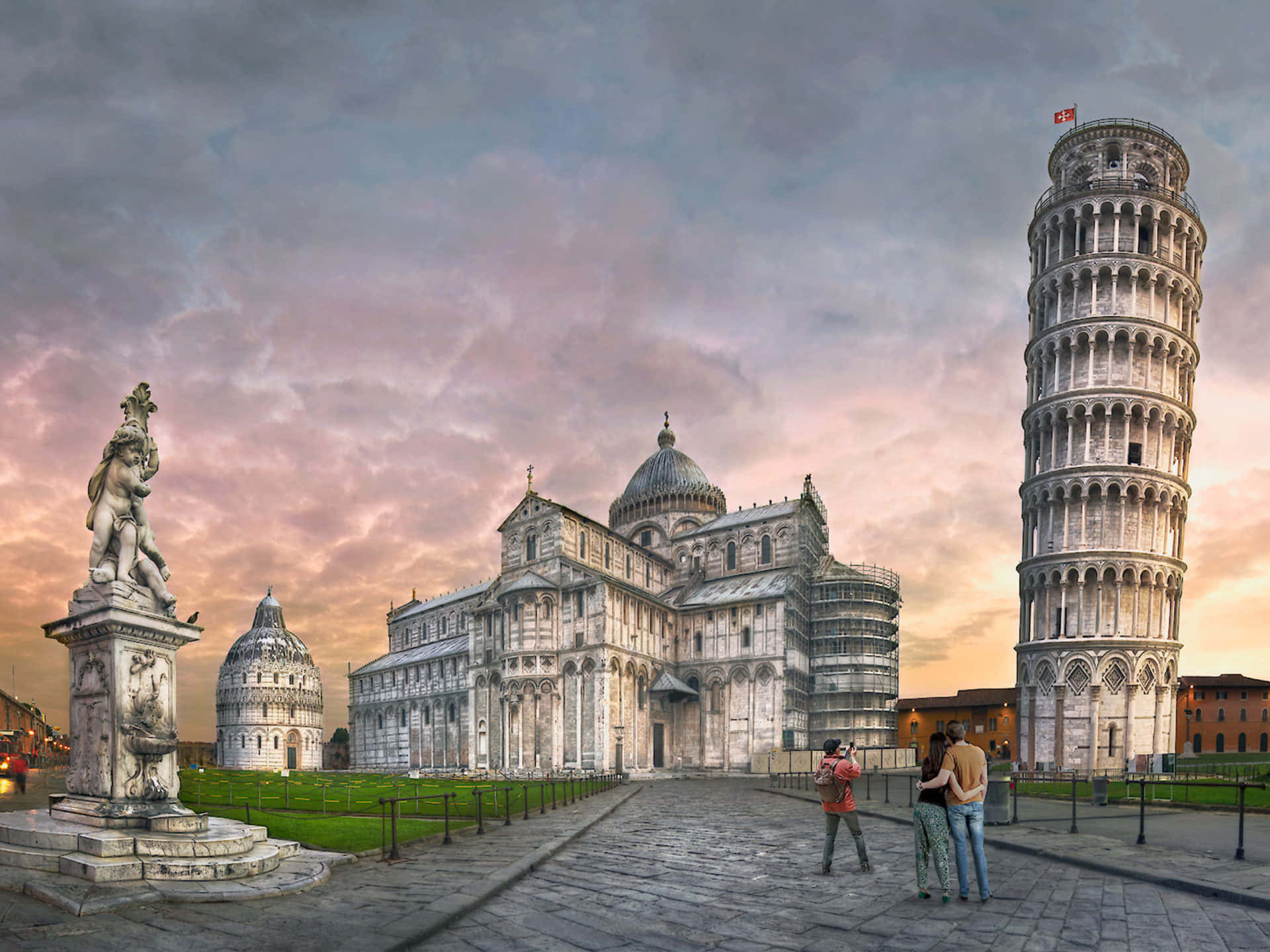 Fotografíade La Torre De Pisa En La Piazza Del Duomo. Fondo de pantalla
