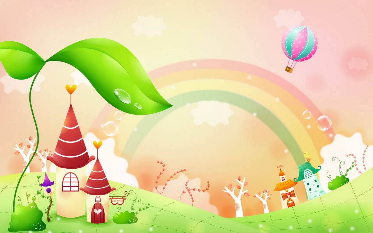 Town And Rainbow Clipart Wallpaper