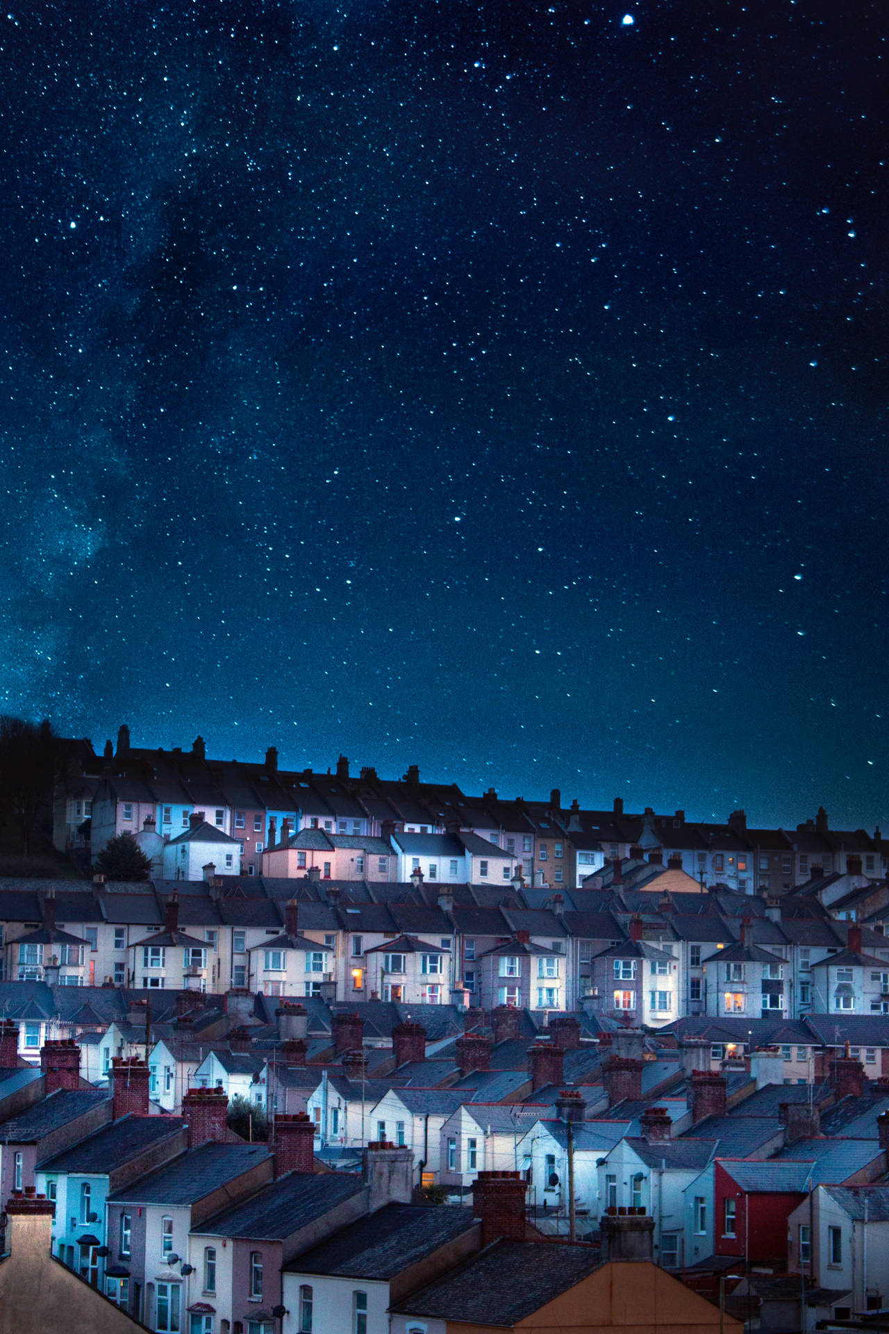 Town Under Starry Sky Wallpaper