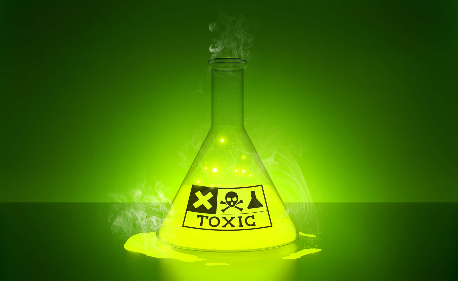 A Green Beaker With The Word Toxic On It Wallpaper