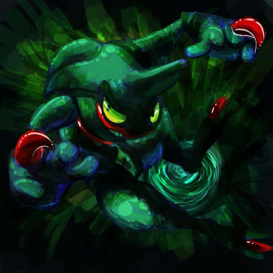 Toxicroak Pokemon Green Abstract Illustration Wallpaper