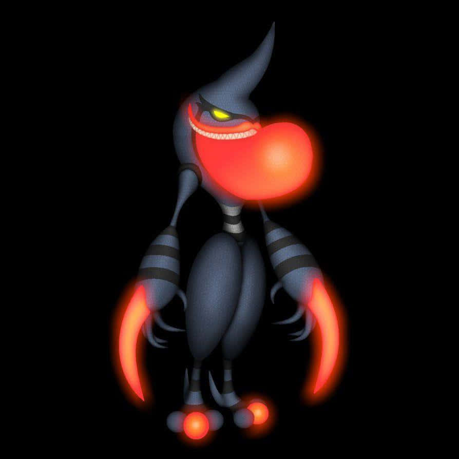 Toxicroak With Glowing Red Body Parts Wallpaper