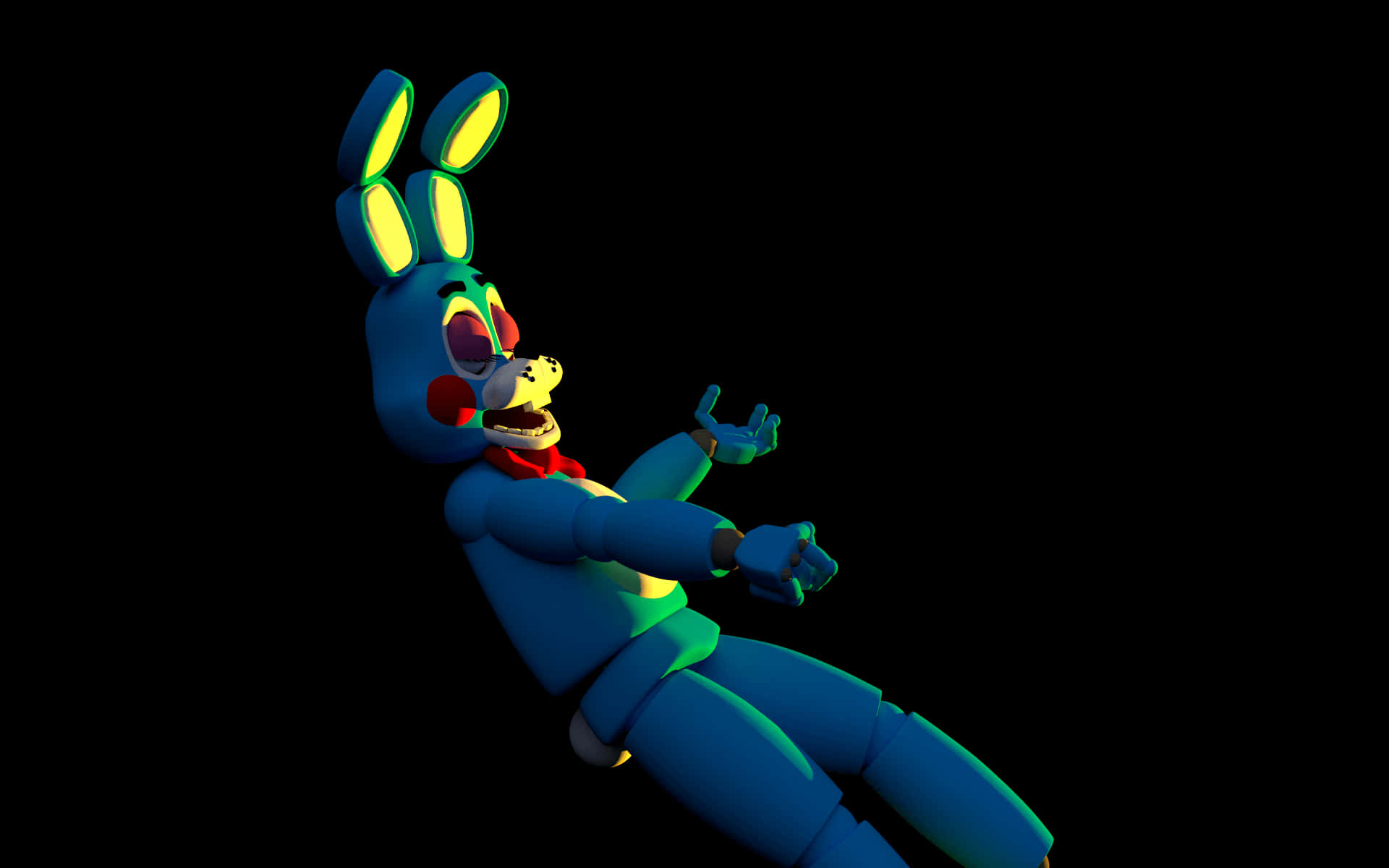 A Blue Bunny Character Is Flying In The Dark Wallpaper