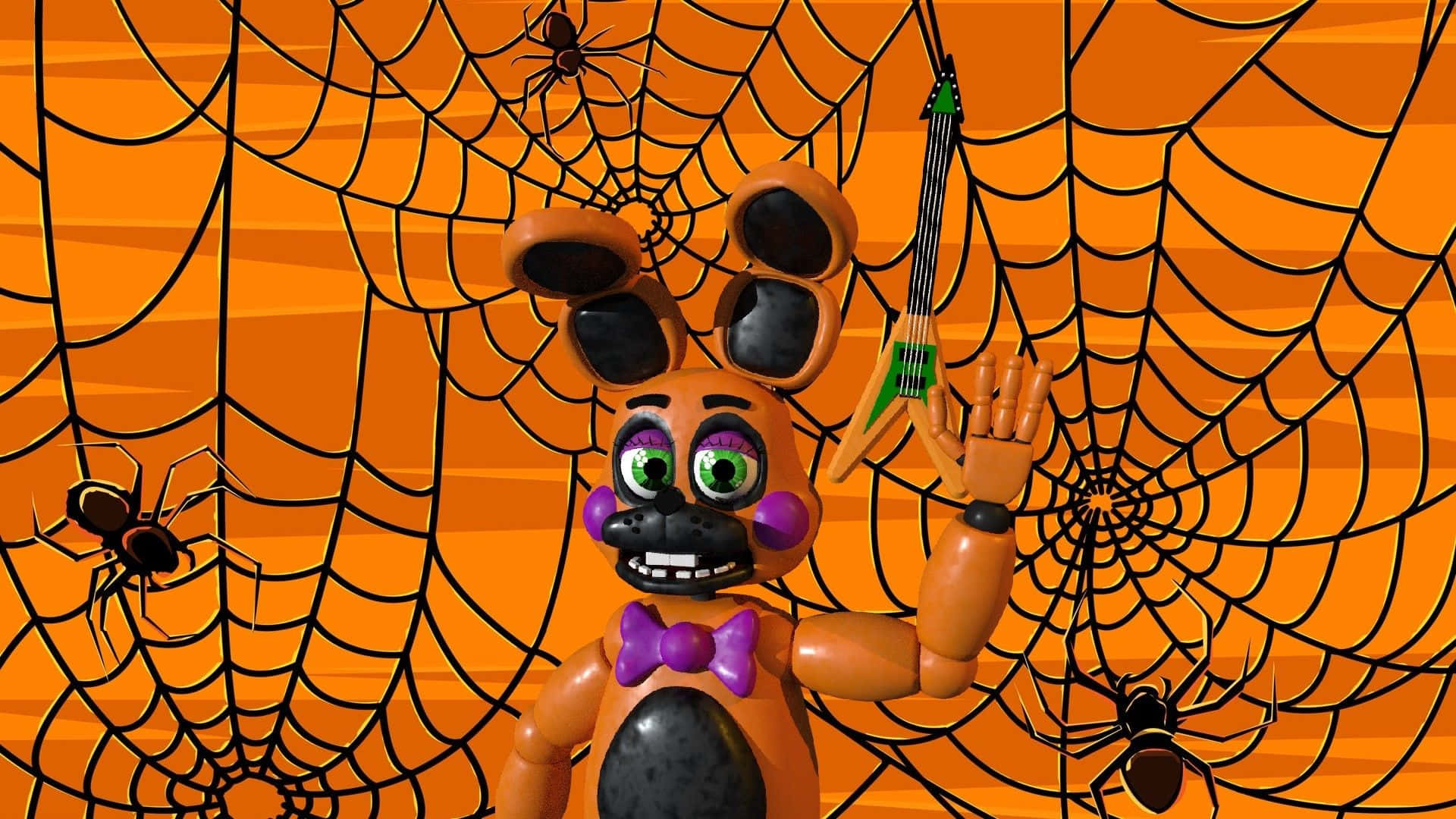 A Halloween Stuffed Animal With A Spider Web Wallpaper