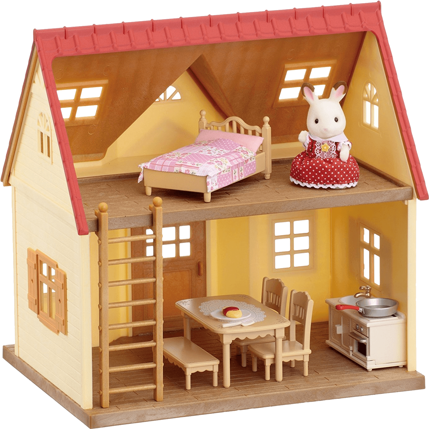 Toy Dollhousewith Furnitureand Figure PNG