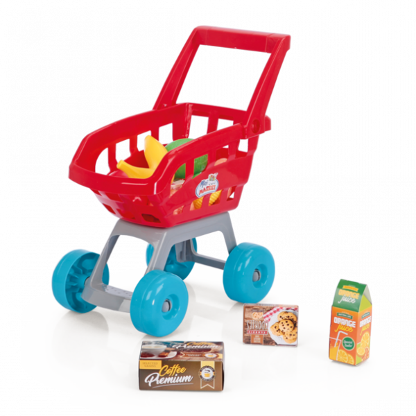Toy Shopping Cartwith Groceries PNG