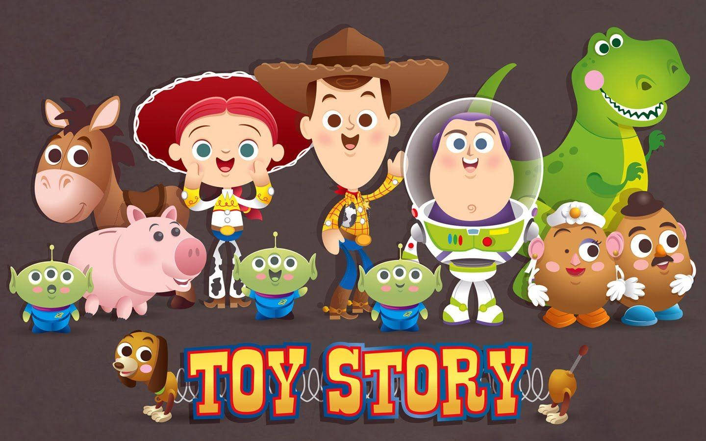 Toy Story 3 Chibi Digital Art Tapet: Tapet af Toy Story 3 Chibi Digital Kunst. Wallpaper