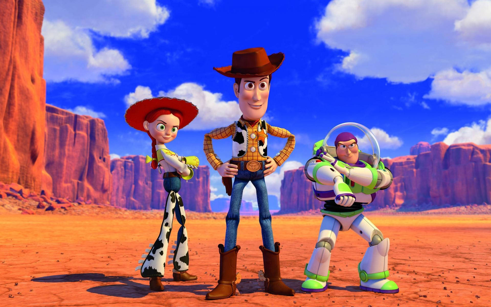 Toystory 3 Woody, Buzz Och Jessie. Wallpaper