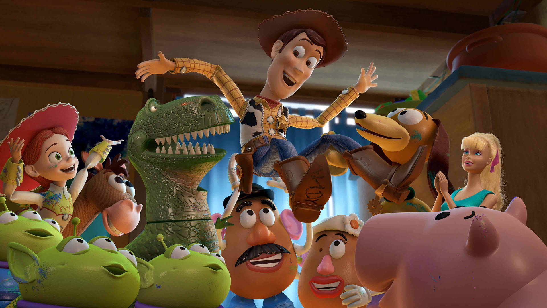 Toystory 3 Woody Con Amigos Fondo de pantalla