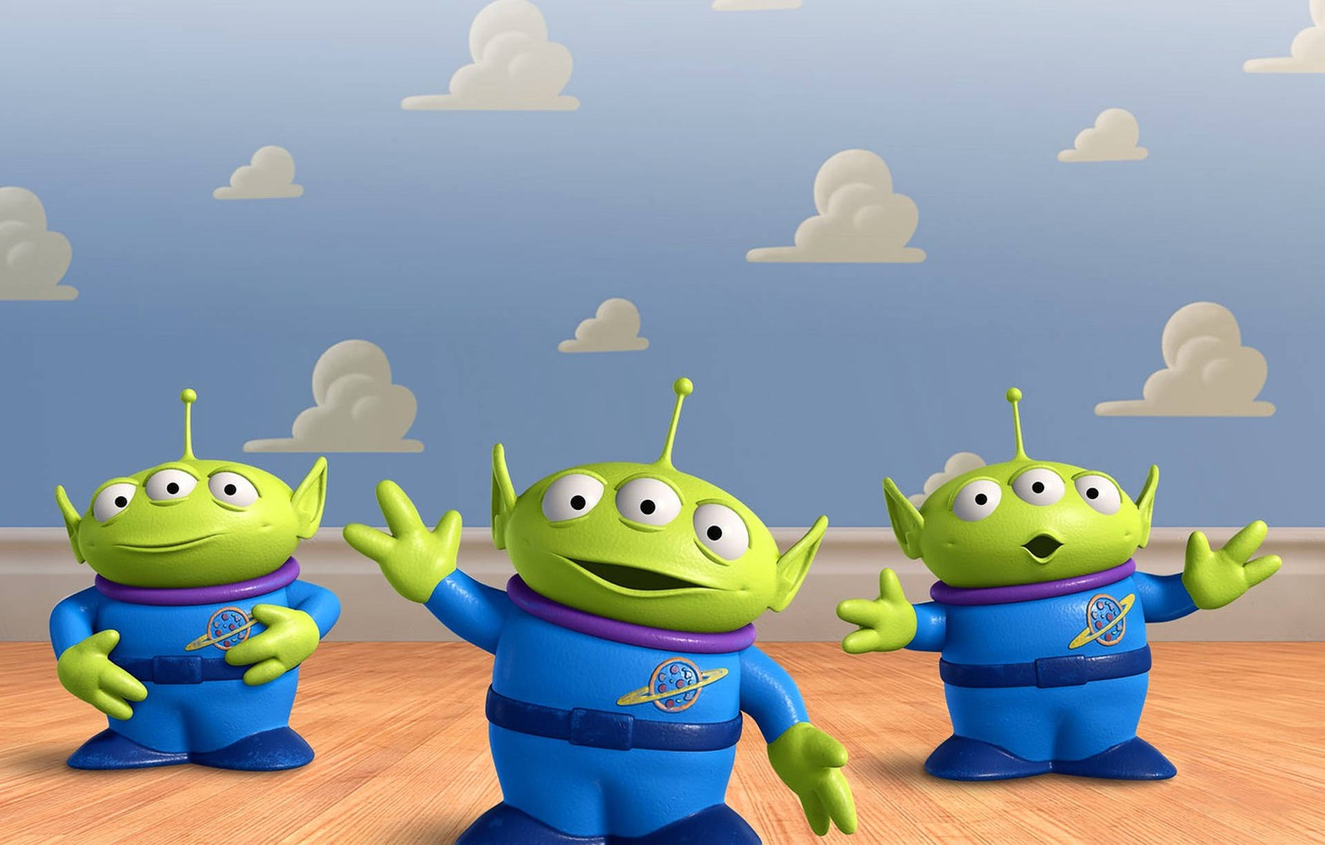 Toy Story Alien Against Cloudy Sky Background