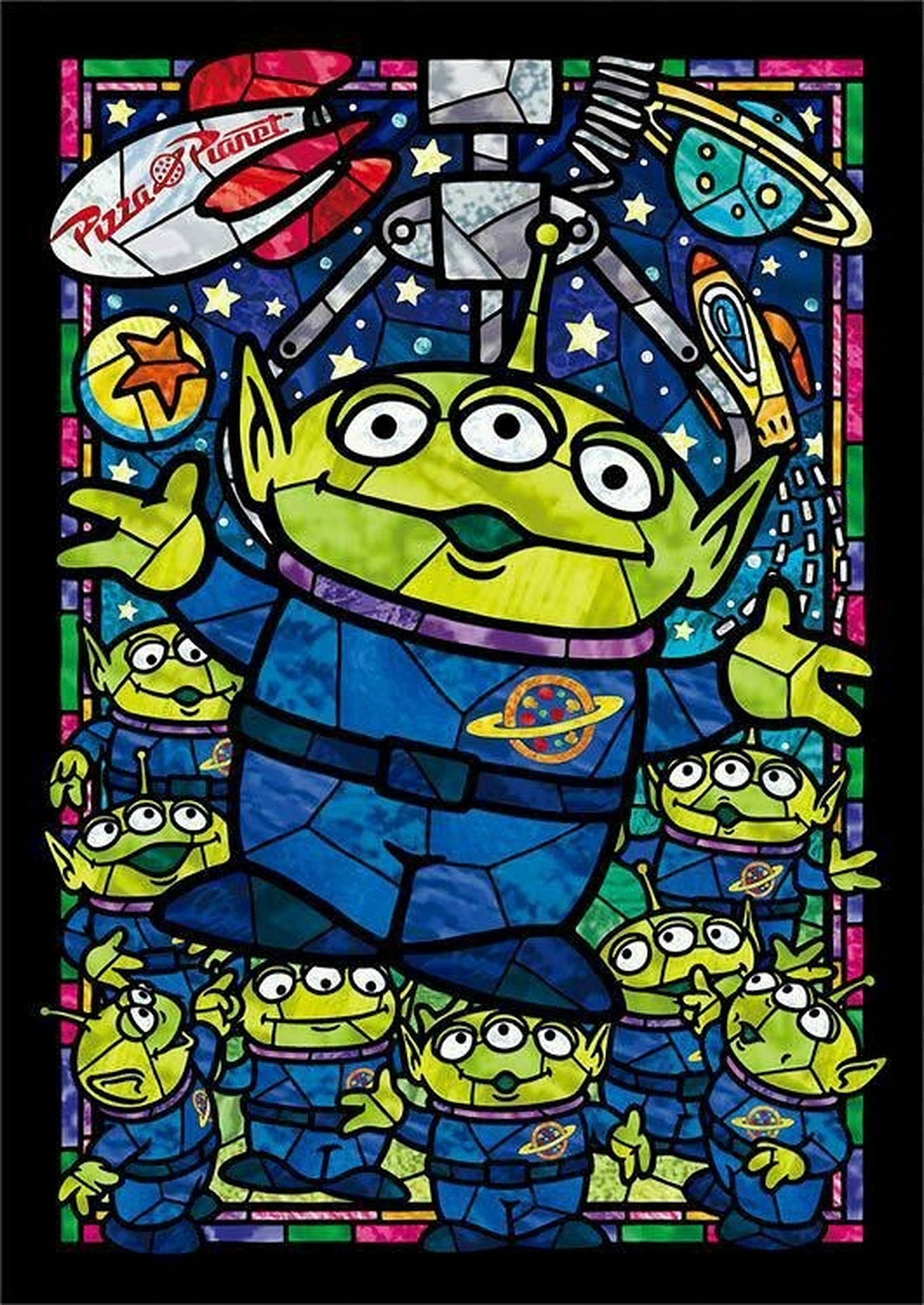 Toy Story Alien Stained Glass Background