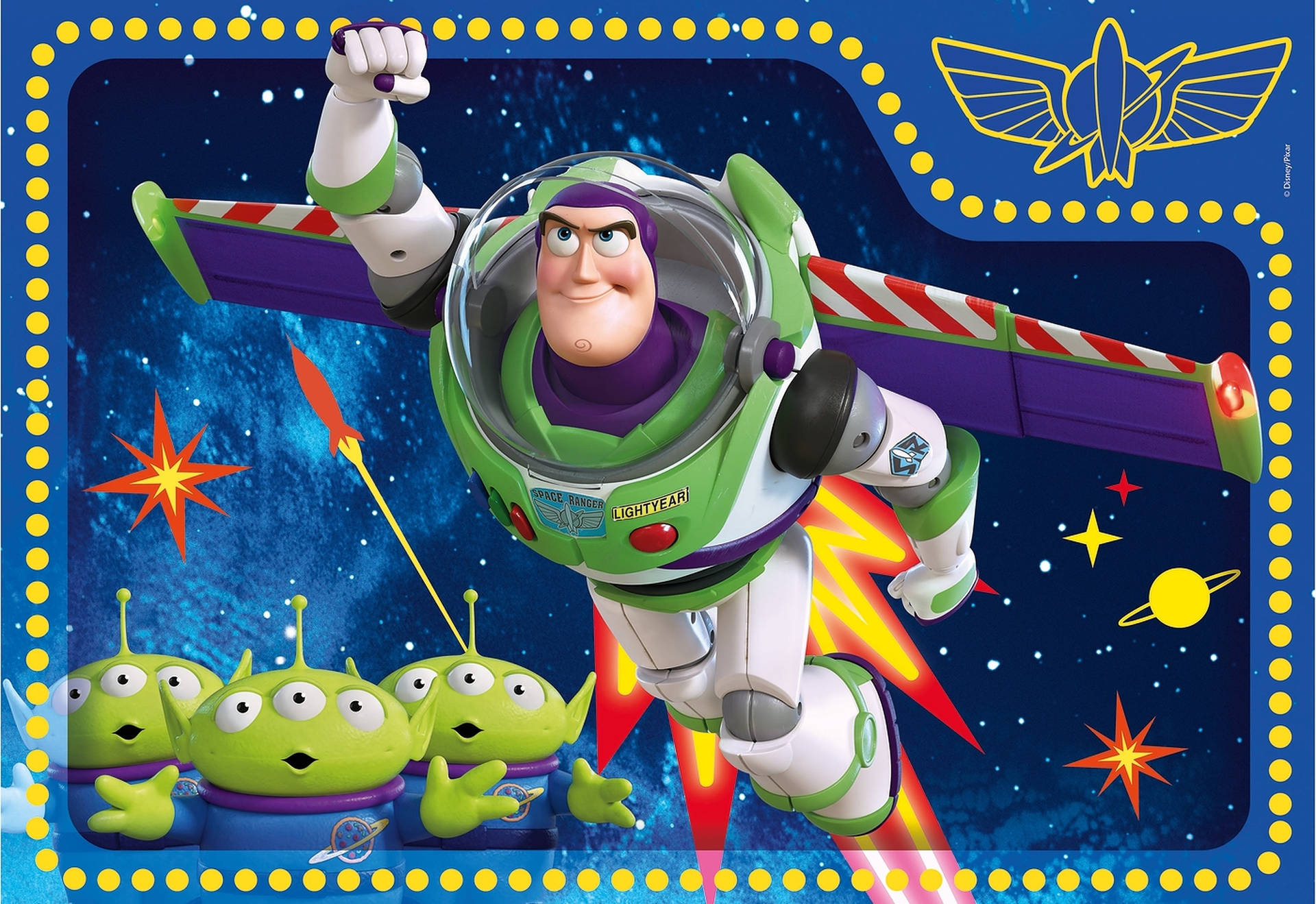 Legetøjshistorien Aliens med Buzz Lightyear Som Hovering Omkring Wallpaper