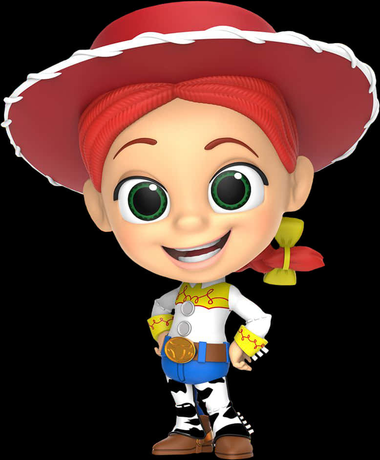 Animated Cowgirl Character PNG