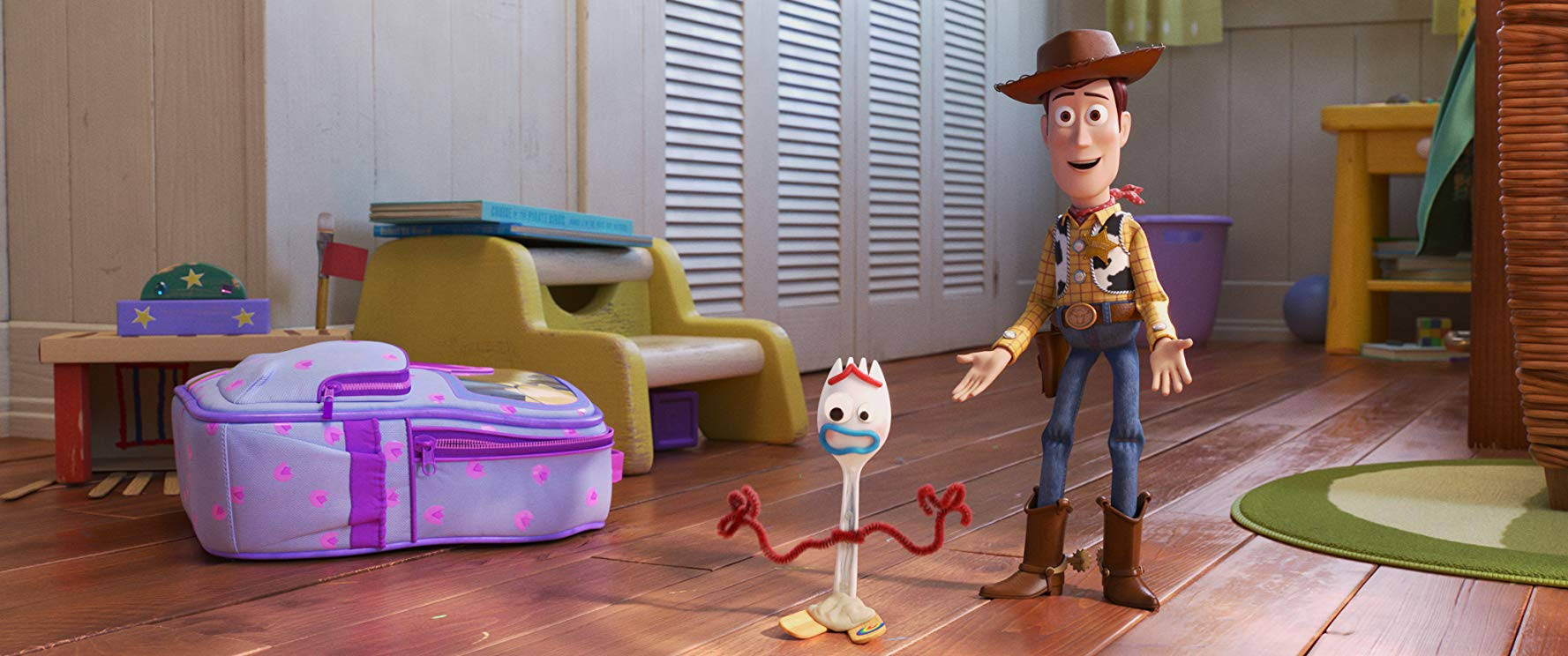 Toy Story Forky And Woody Walking Wallpaper