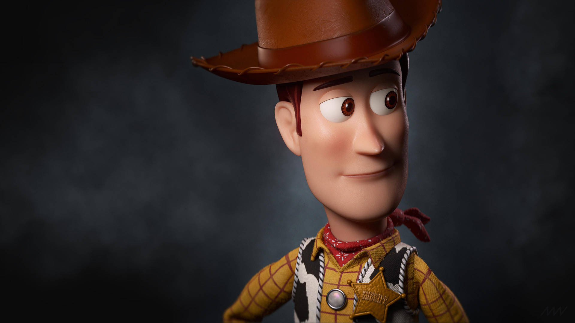 Toy Story Woody In Black Background Wallpaper