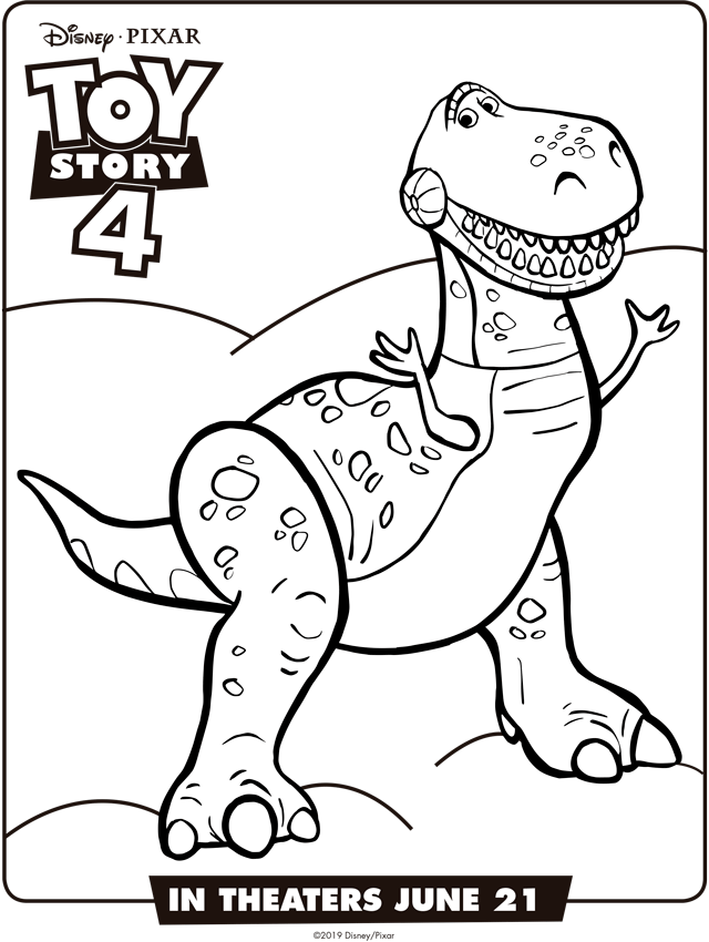 Toy Story4 Coloring Page Dinosaur PNG