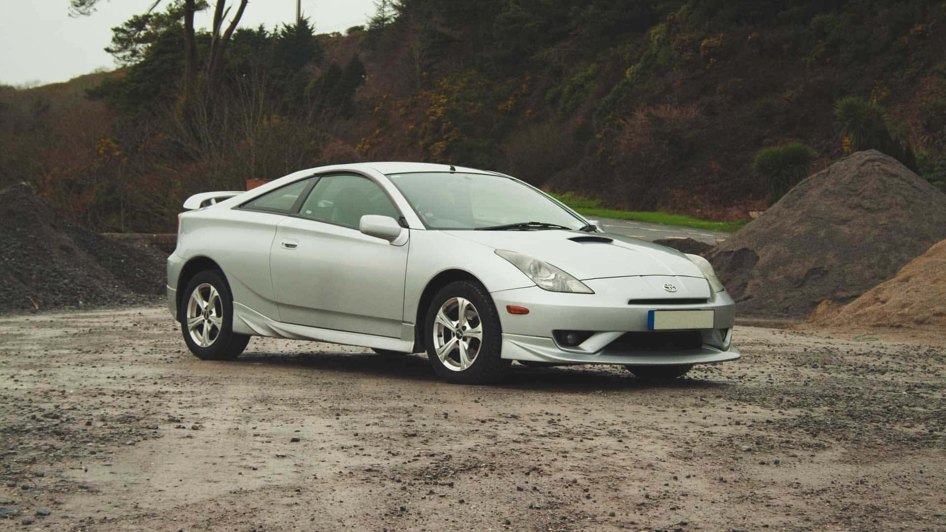 Toyota Celica Zilveren Coupe Buiten Achtergrond