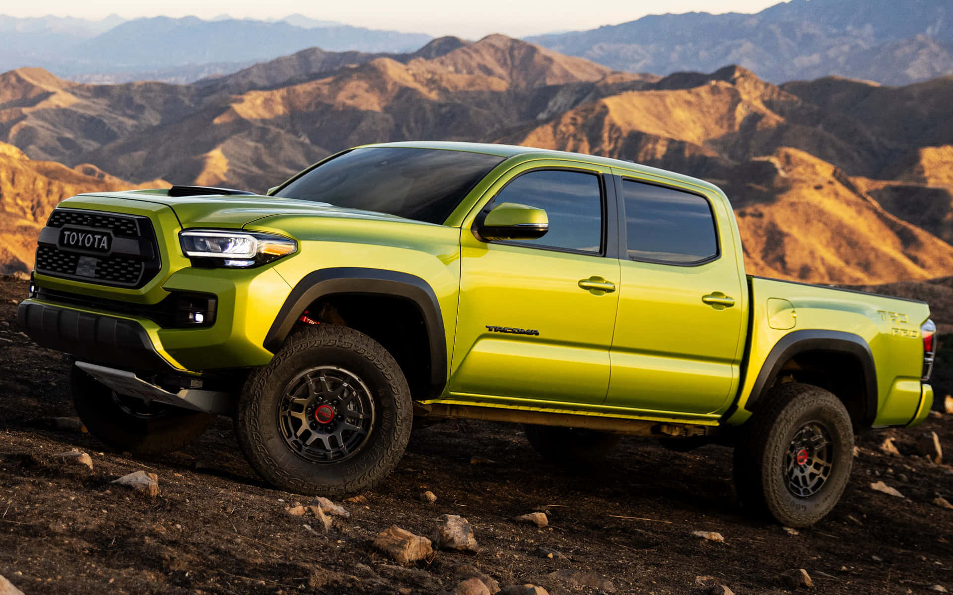 The 2019 Toyota Tacoma Is Shown In Lime Green Wallpaper
